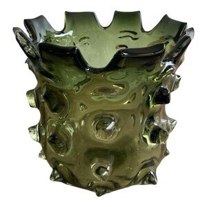 Rare Mid-Century Large Blown Glass "Thorn" Vase in Green